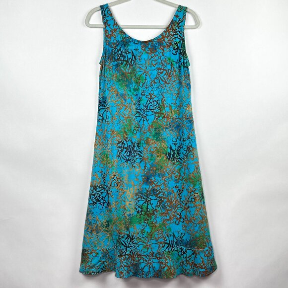 Bali Batiks | Hand-Painted Resort Dress | Beaded Sleeveless | Size S - Picture 1 of 13